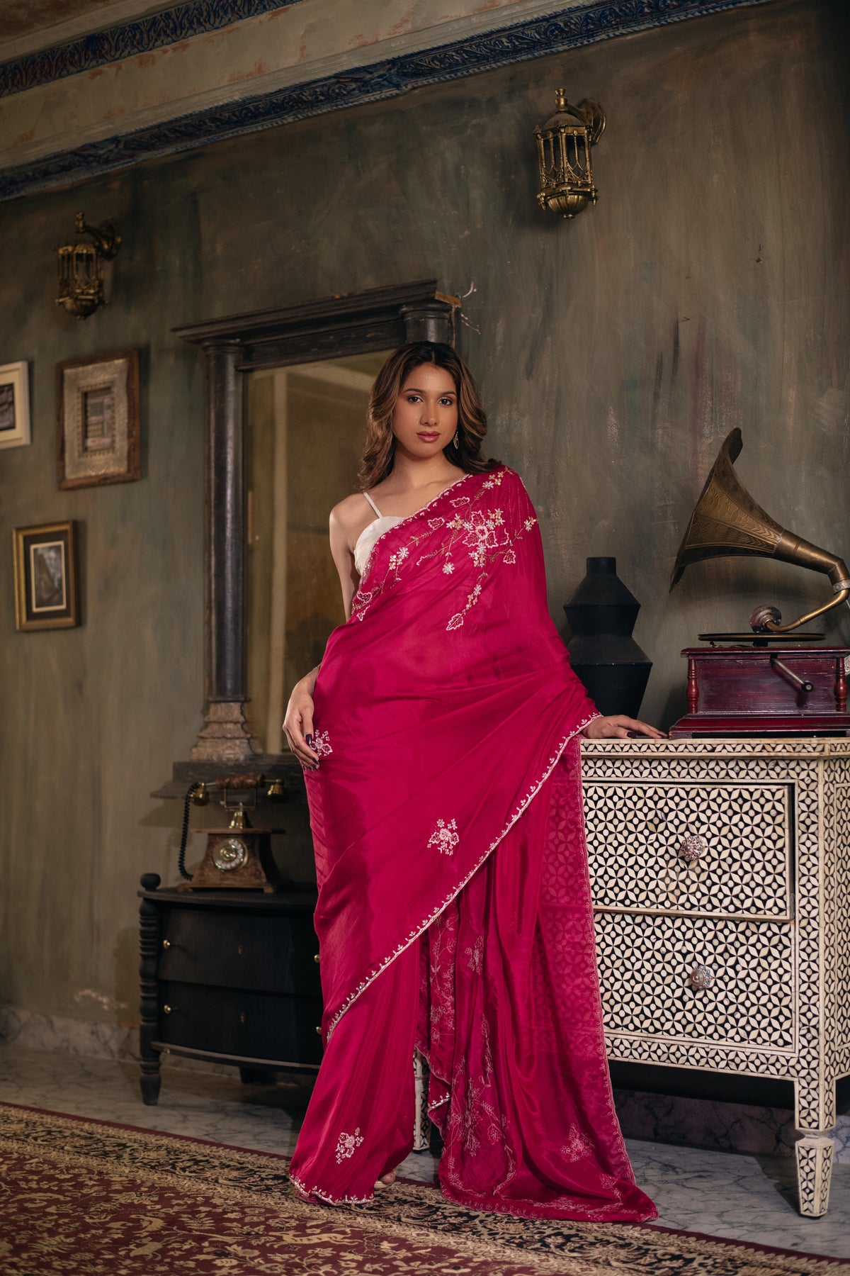 Raktapushpa (Strawberry Pink Sequin Organza Saree)