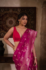 Rangrekha (Pink Bandhini Mirrorwork Chiffon Saree)