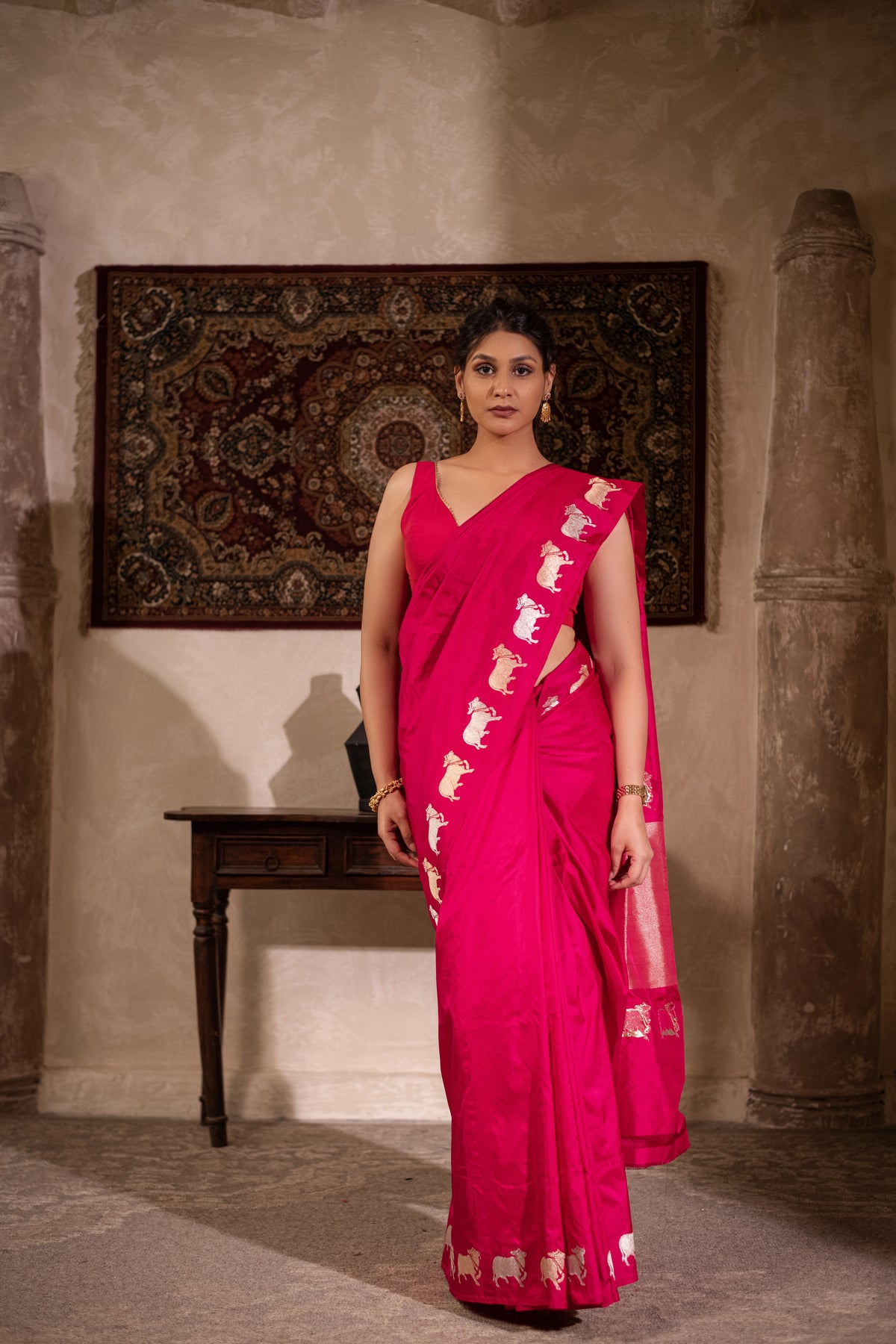 Nandivallari (Pure Katan Silk Pichwai Border Saree)