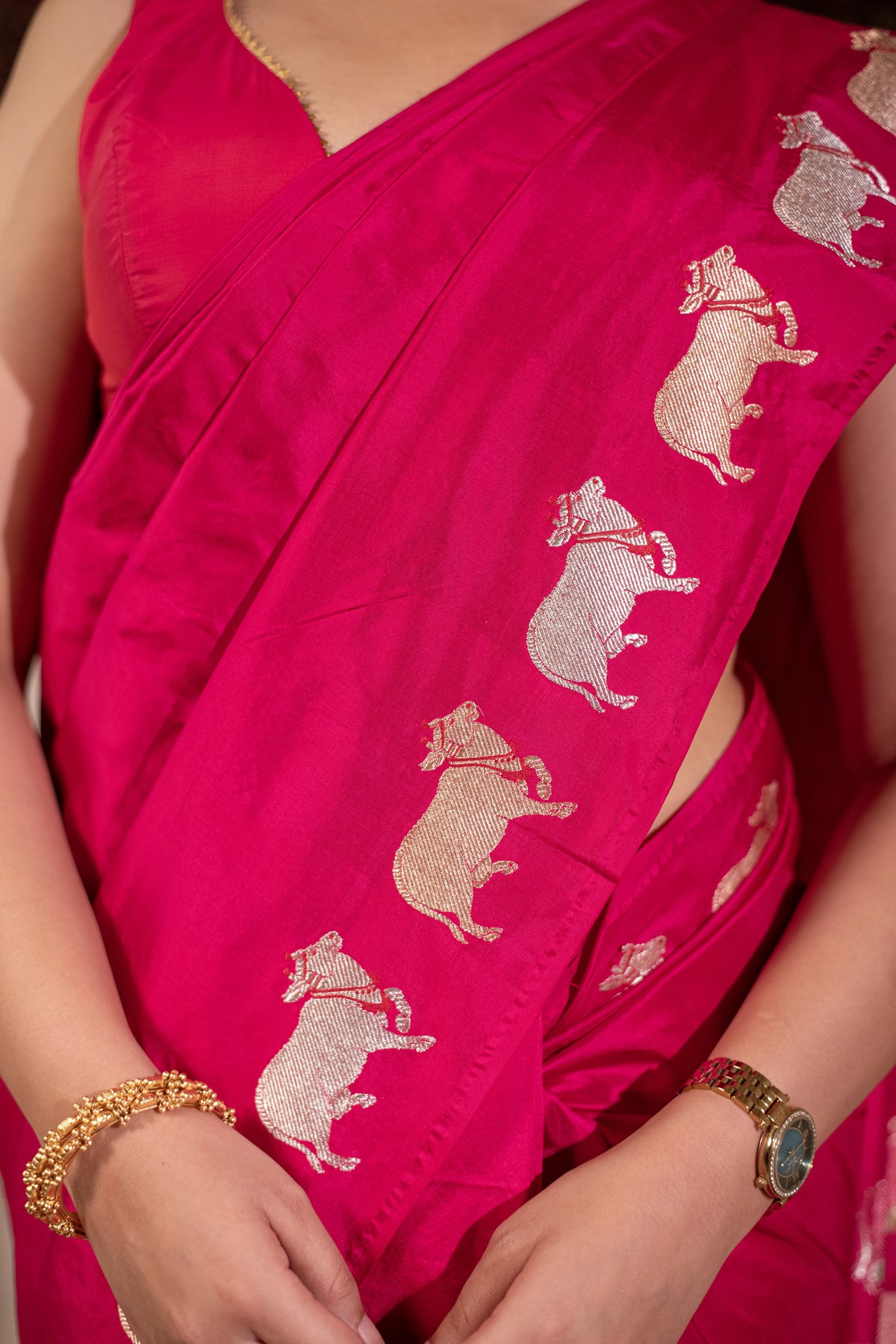 Nandivallari (Pure Katan Silk Pichwai Border Saree)