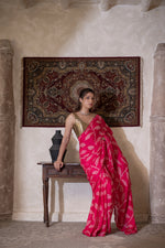 Rangmayuri (Pink Bandhani Mirrorwork Chiffon Saree)