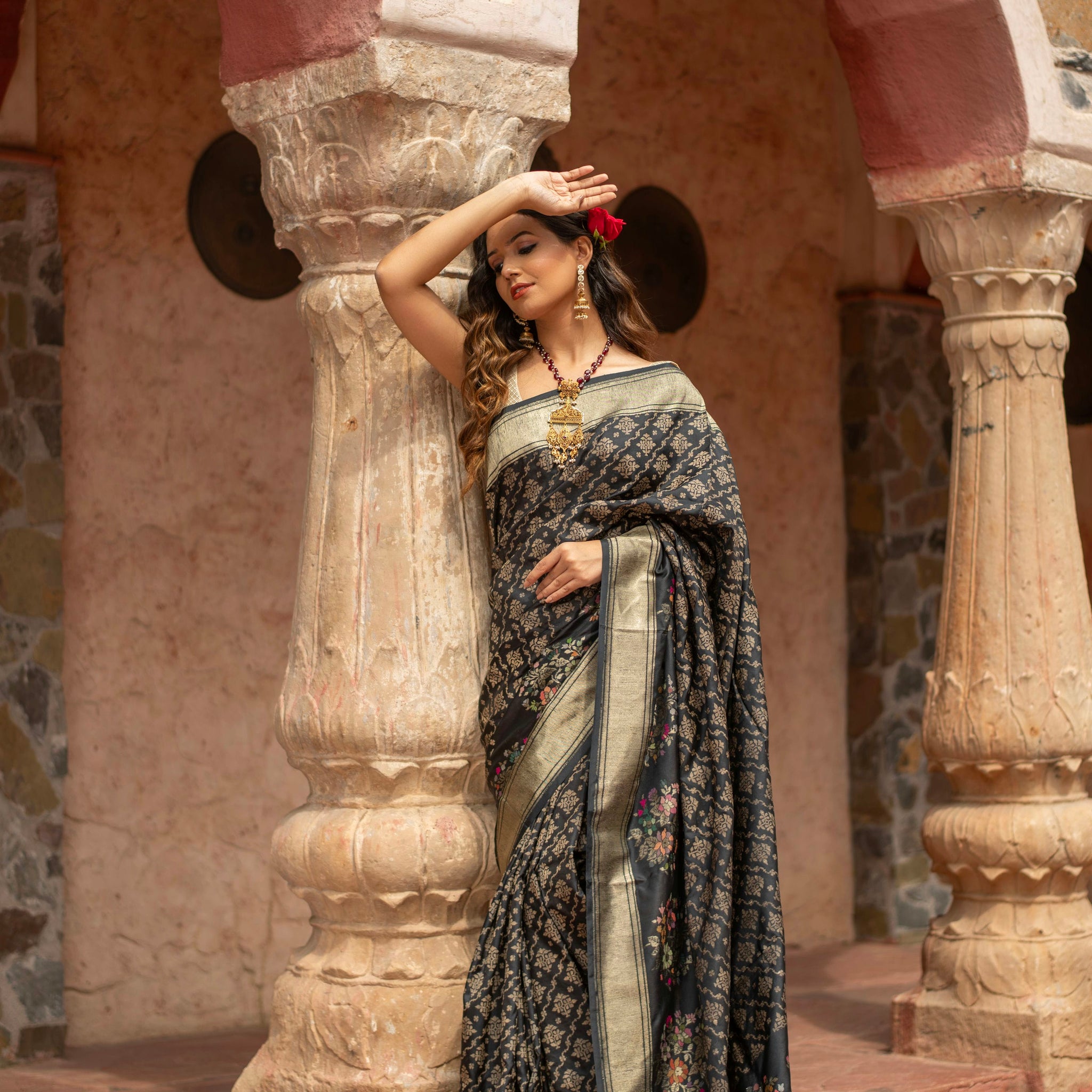 Varnika (Iktara Kadwa Jamdani Katan Silk Saree)