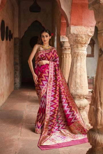 Kaamodini (Meenakari Chevron Jangla Katan Silk Saree)
