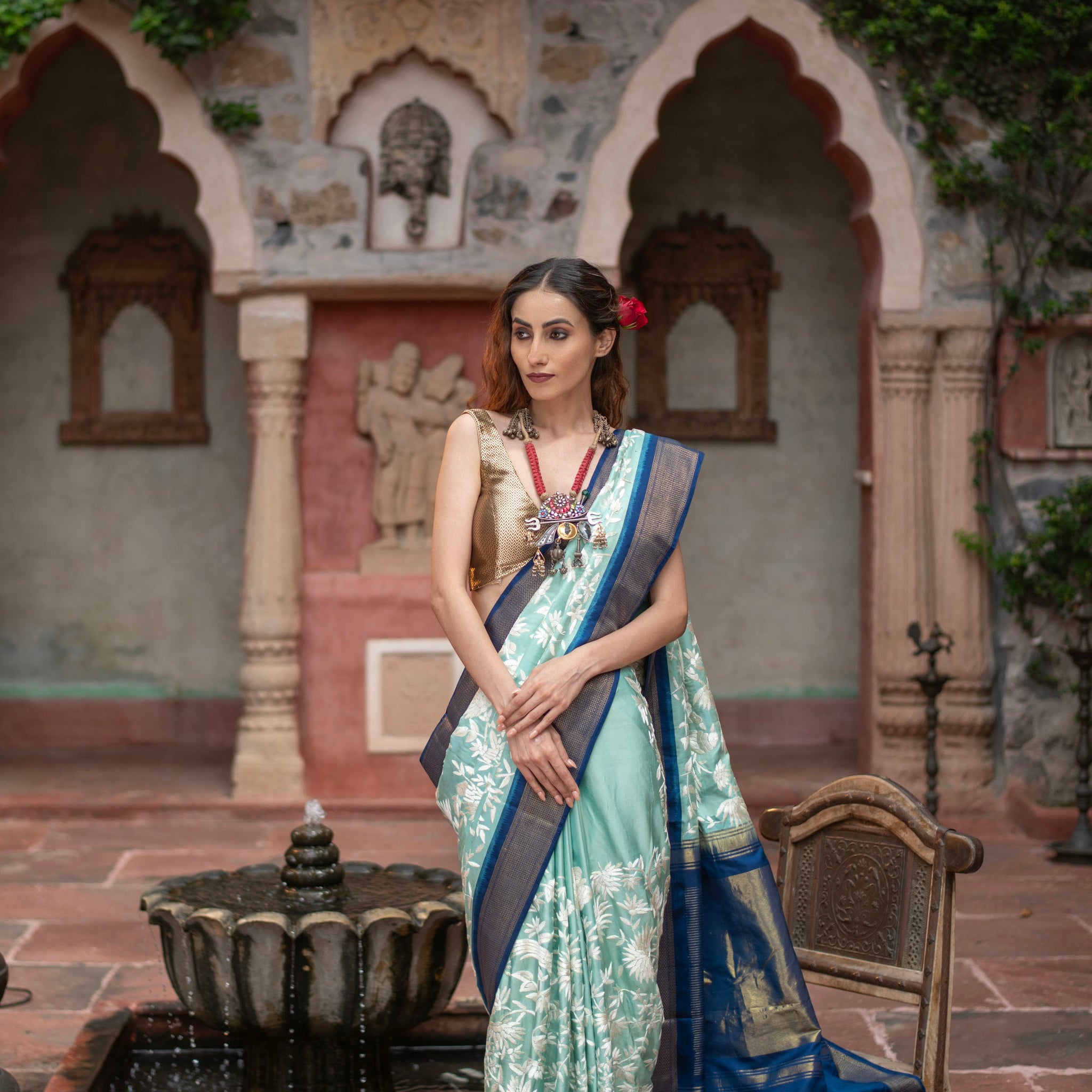 Vaidarbhi (Twill Kanjivaram Saree with Parsi Gara Embroidery)