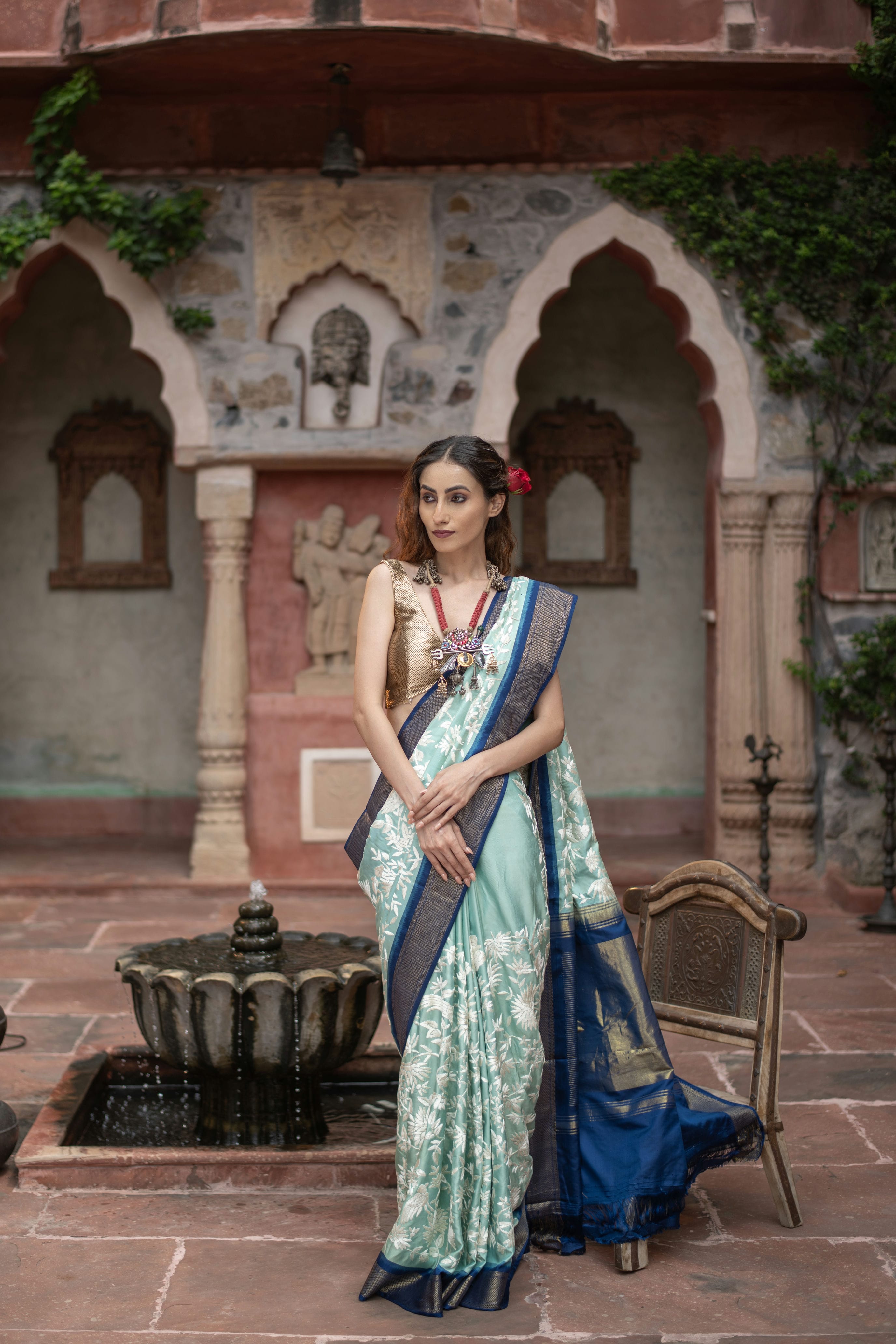 Vaidarbhi (Twill Kanjivaram Saree with Parsi Gara Embroidery)