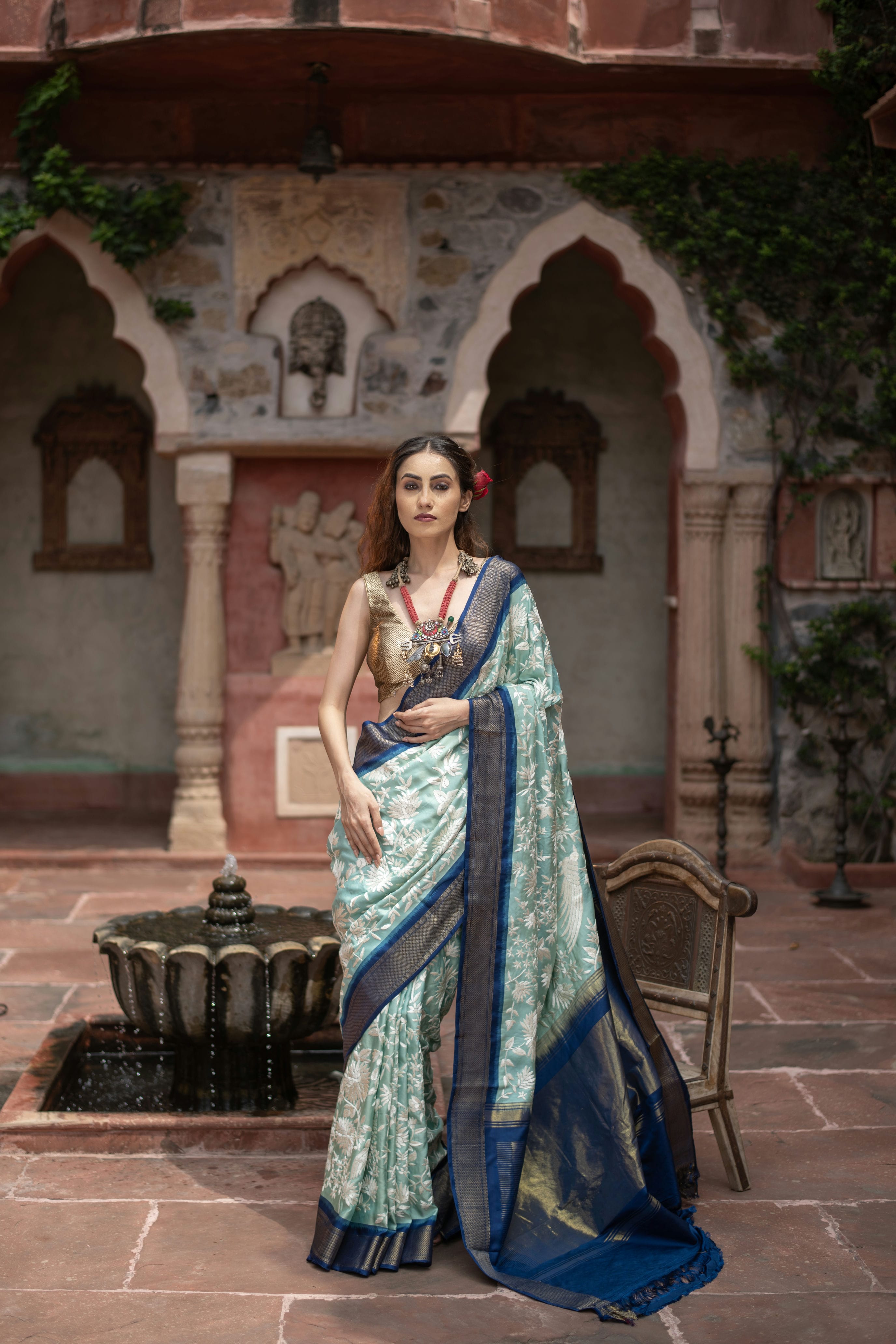 Vaidarbhi (Twill Kanjivaram Saree with Parsi Gara Embroidery)