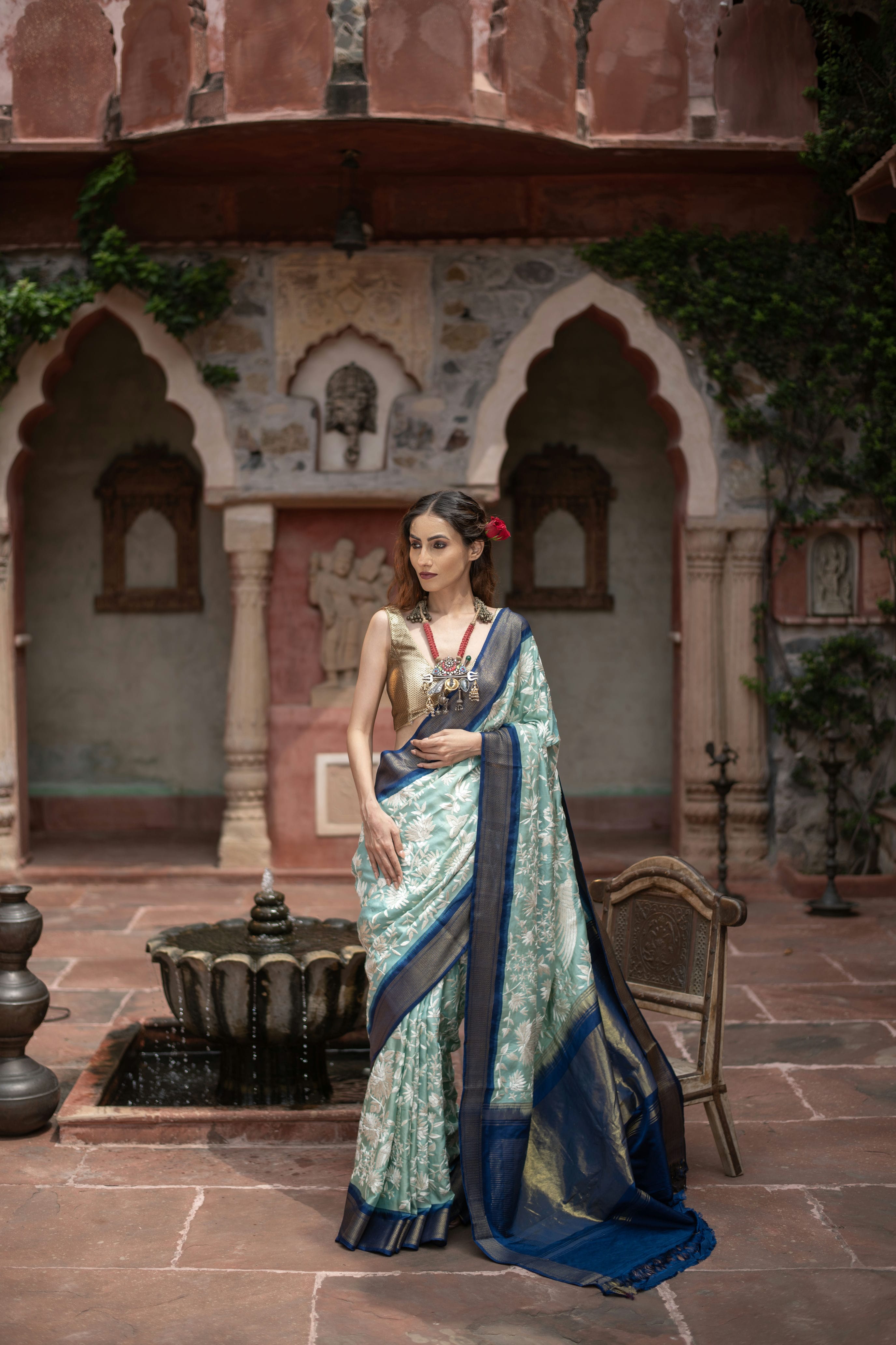 Vaidarbhi (Twill Kanjivaram Saree with Parsi Gara Embroidery)
