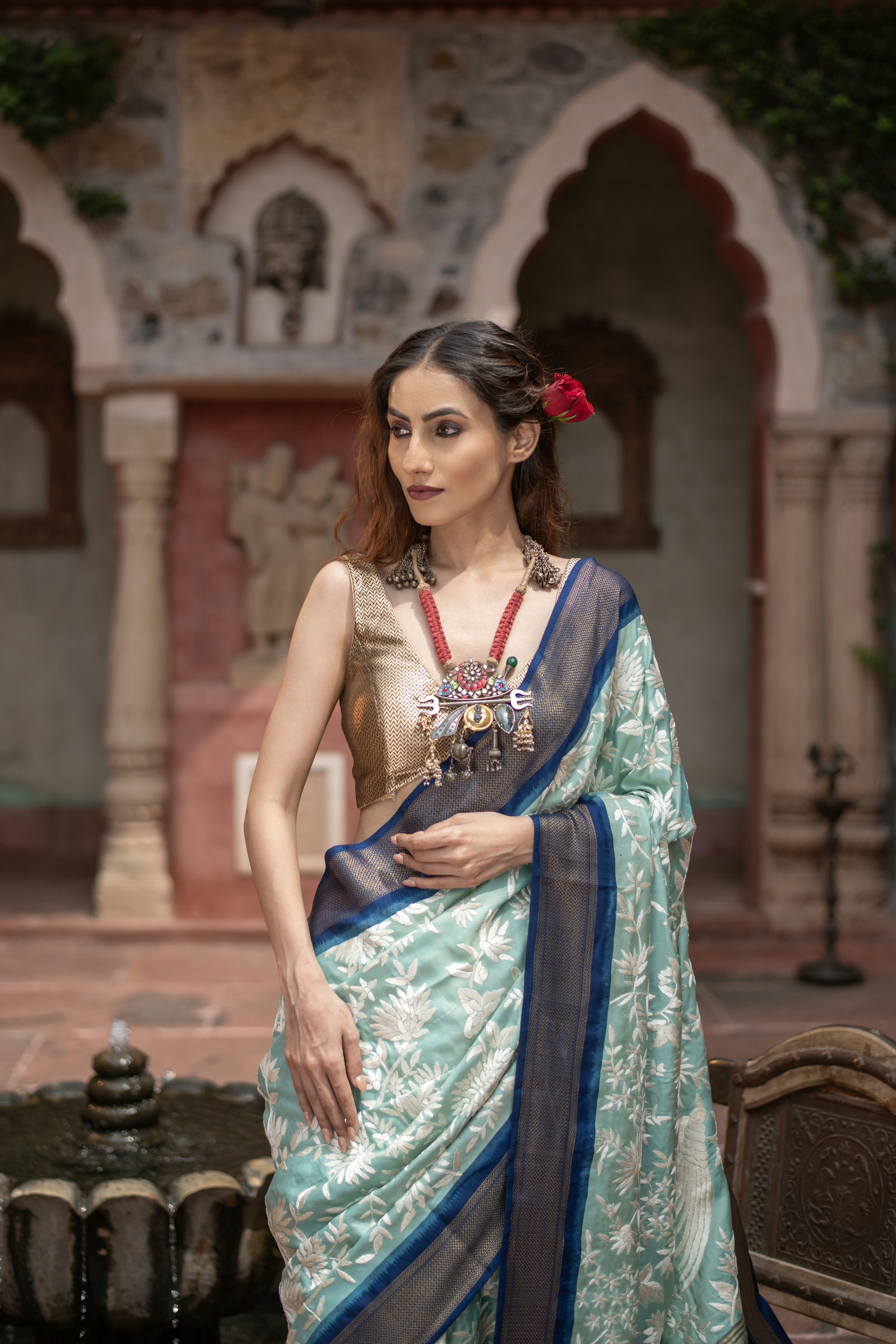 Vaidarbhi (Twill Kanjivaram Saree with Parsi Gara Embroidery)