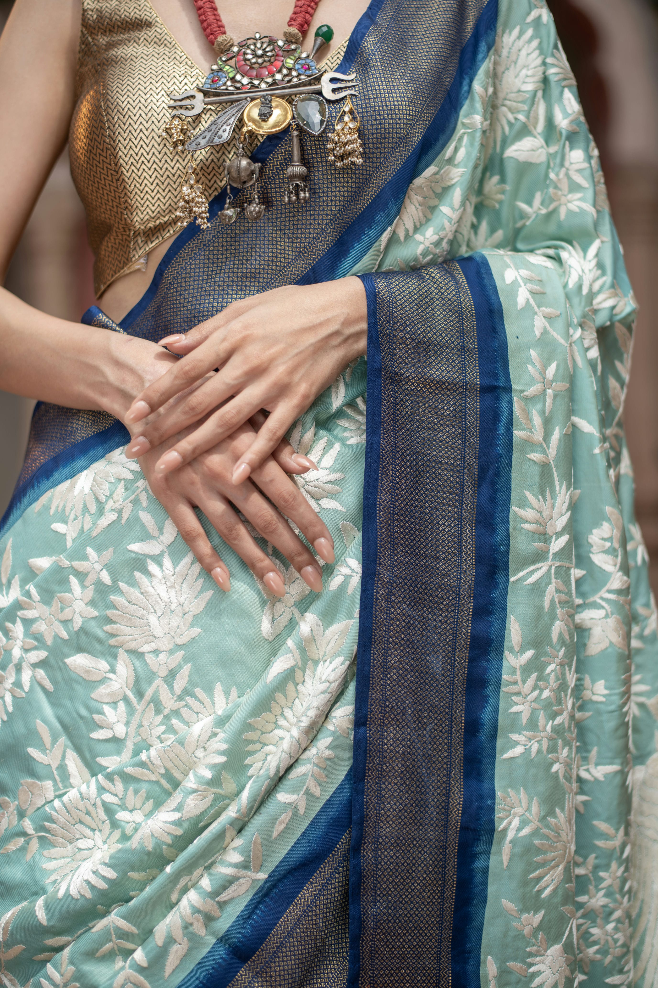 Vaidarbhi (Twill Kanjivaram Saree with Parsi Gara Embroidery)