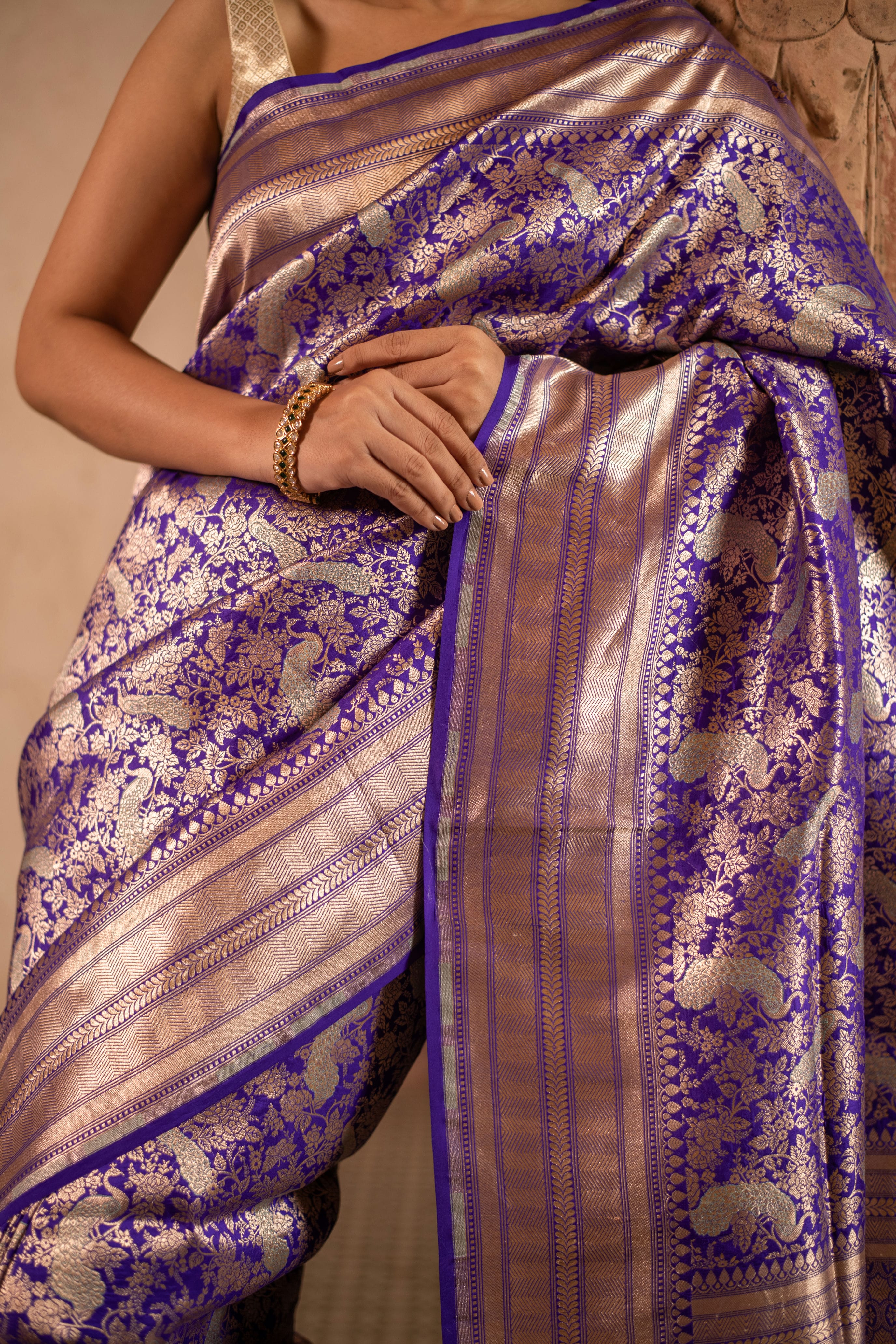Nishigandha (Royal Purple Allover Brocade Banarasi Saree)