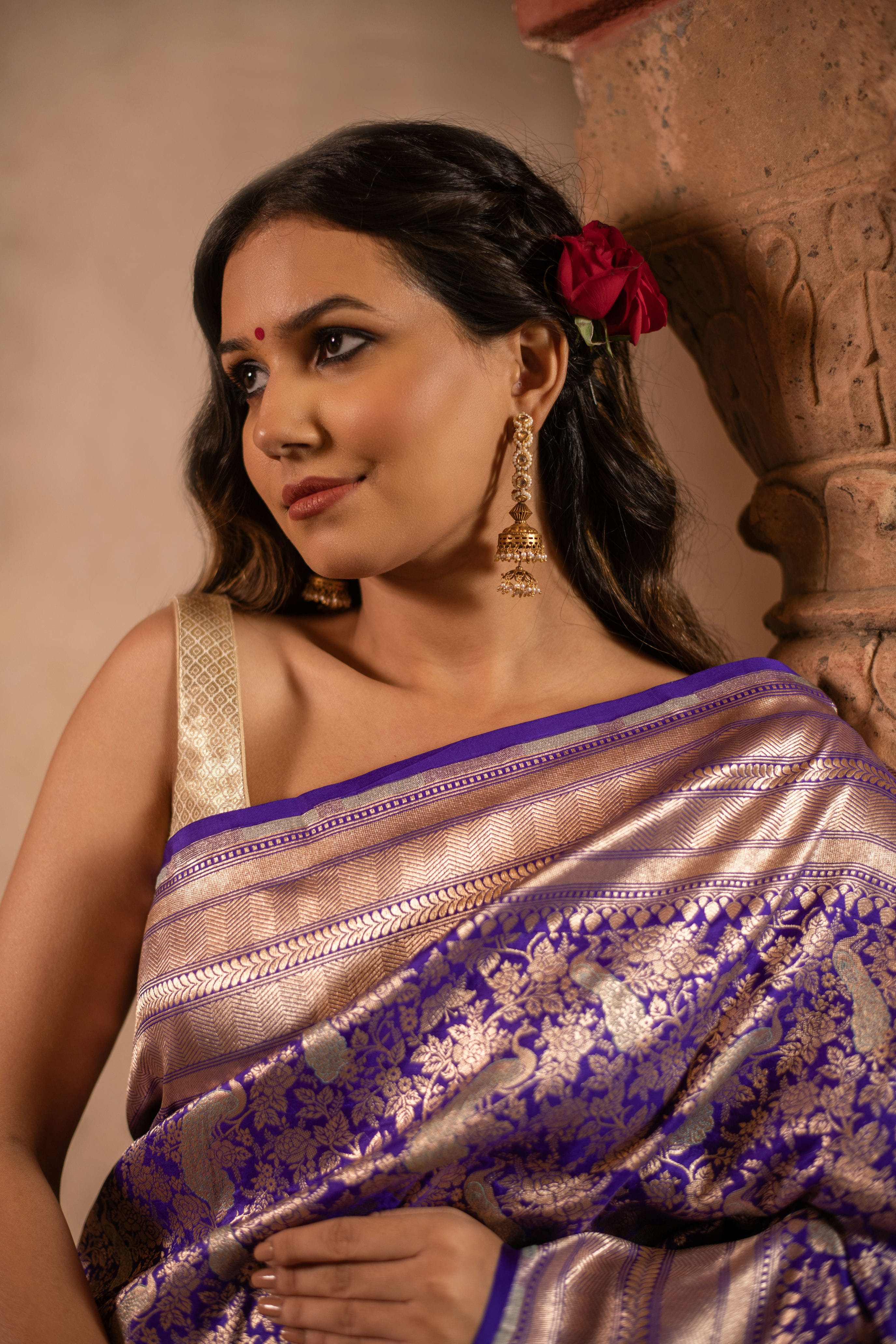 Nishigandha (Royal Purple Allover Brocade Banarasi Saree)
