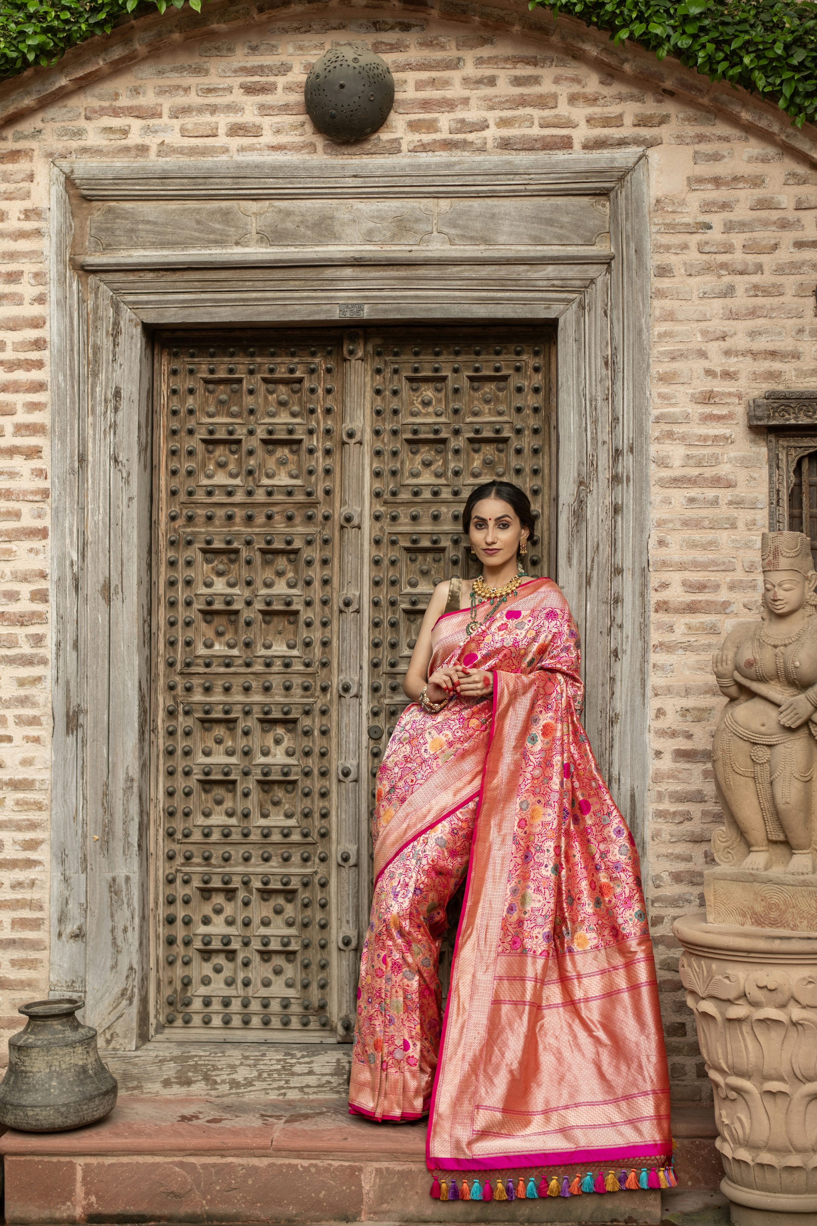 Royal Banarasi Katan Silk Saree with Real Zari Jaal