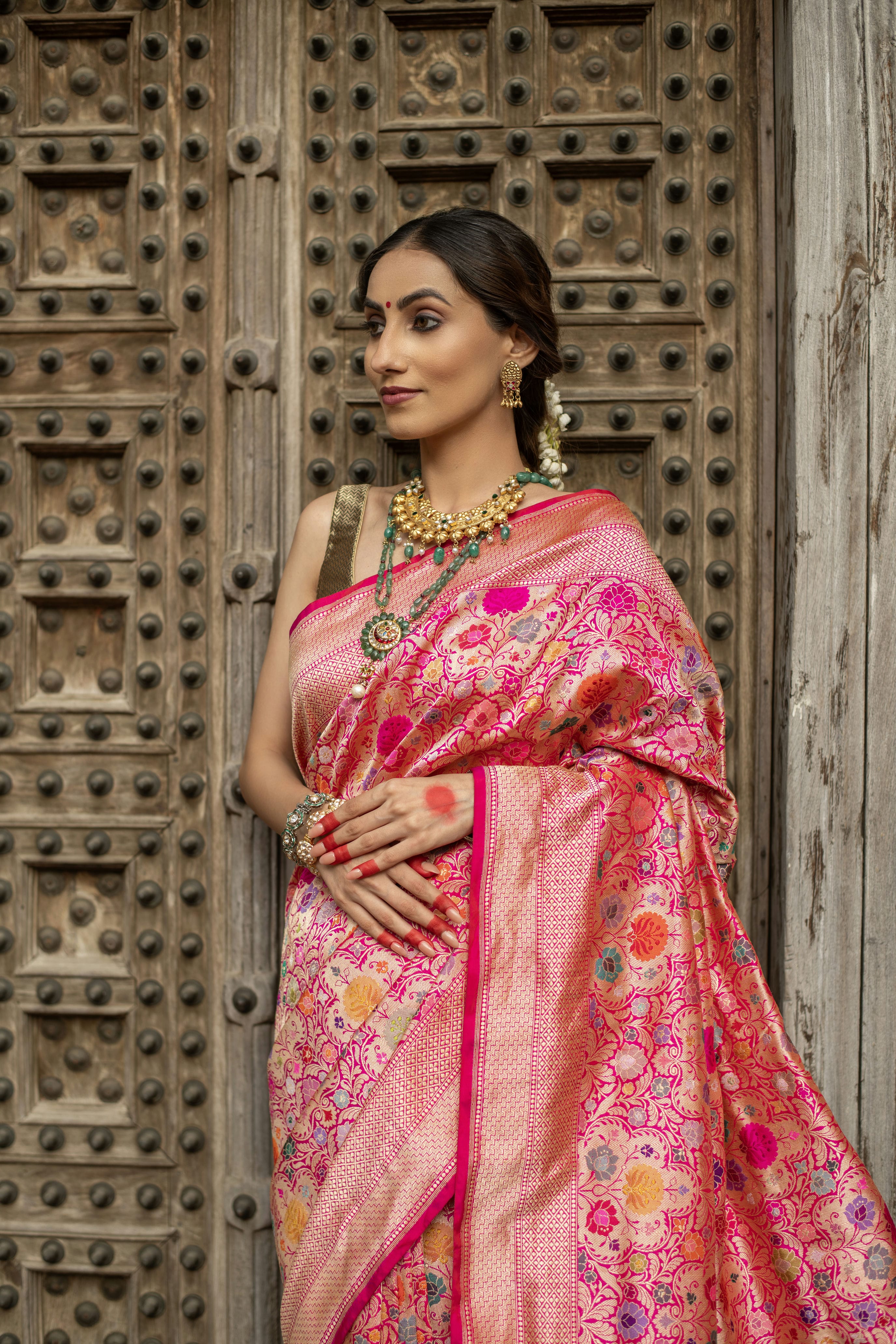 Royal Banarasi Katan Silk Saree with Real Zari Jaal