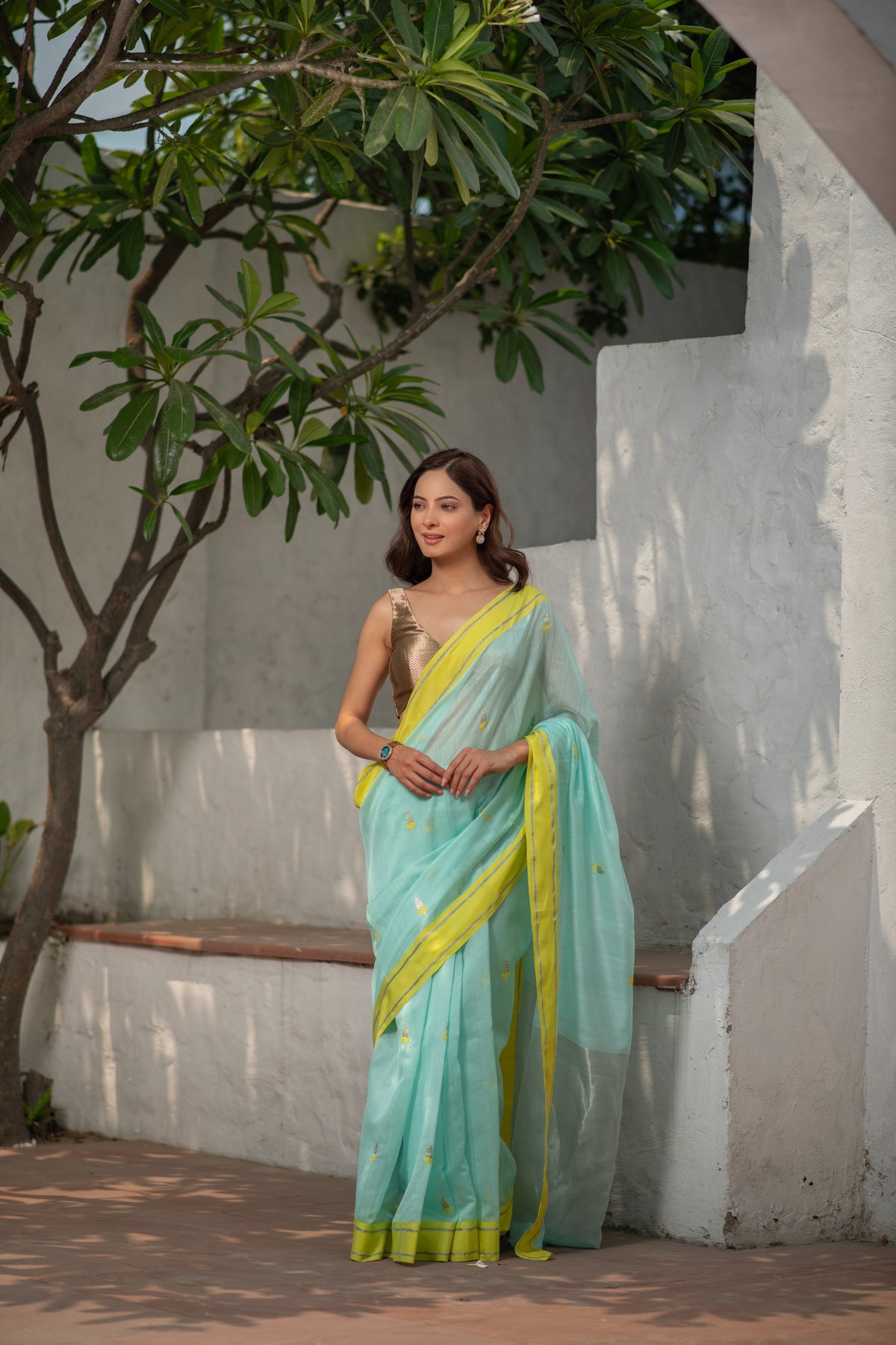 Nabhasvini (Sky Blue Kadwa Boota Chanderi Saree)