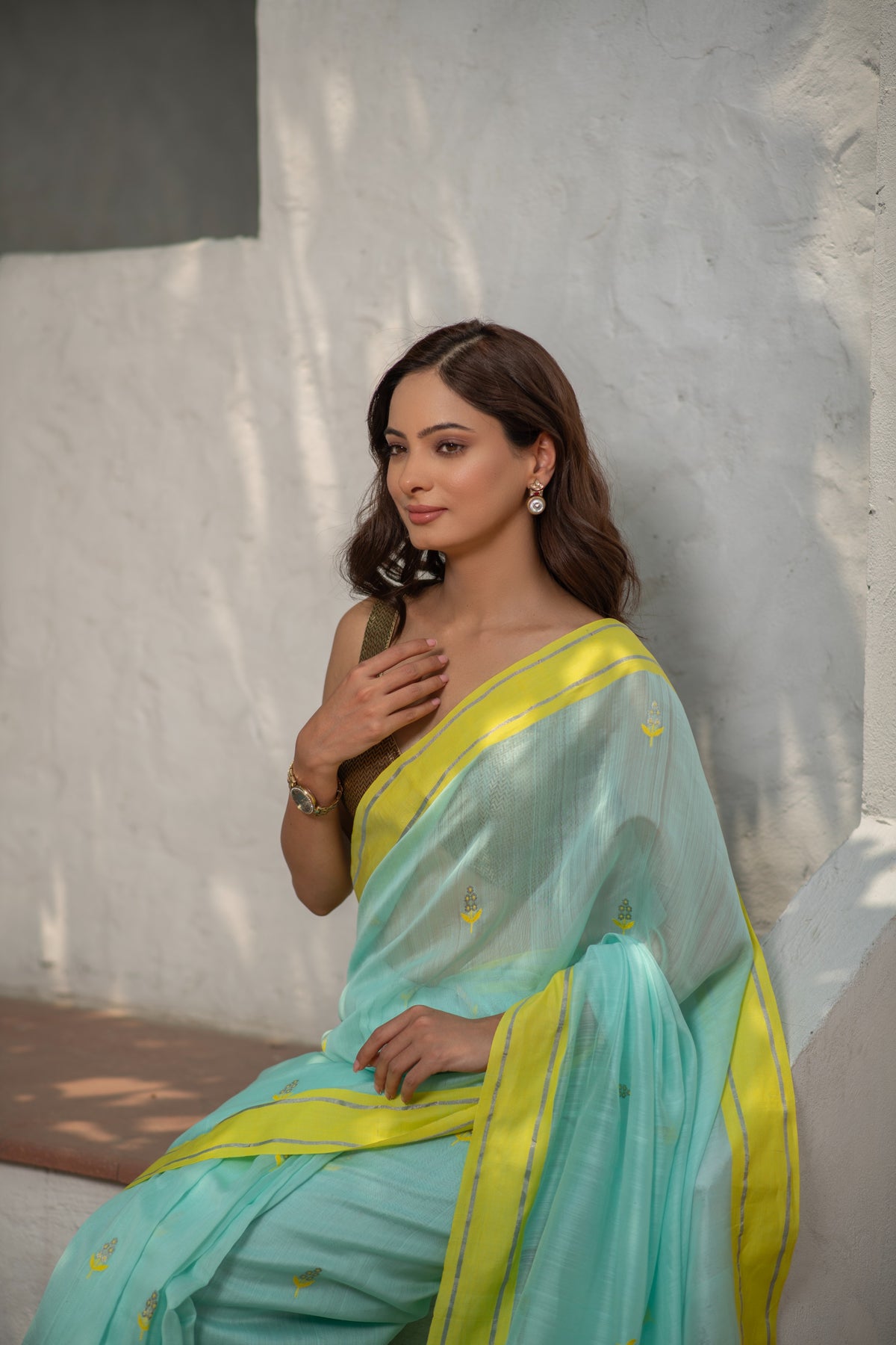 Nabhasvini (Sky Blue Kadwa Boota Chanderi Saree)
