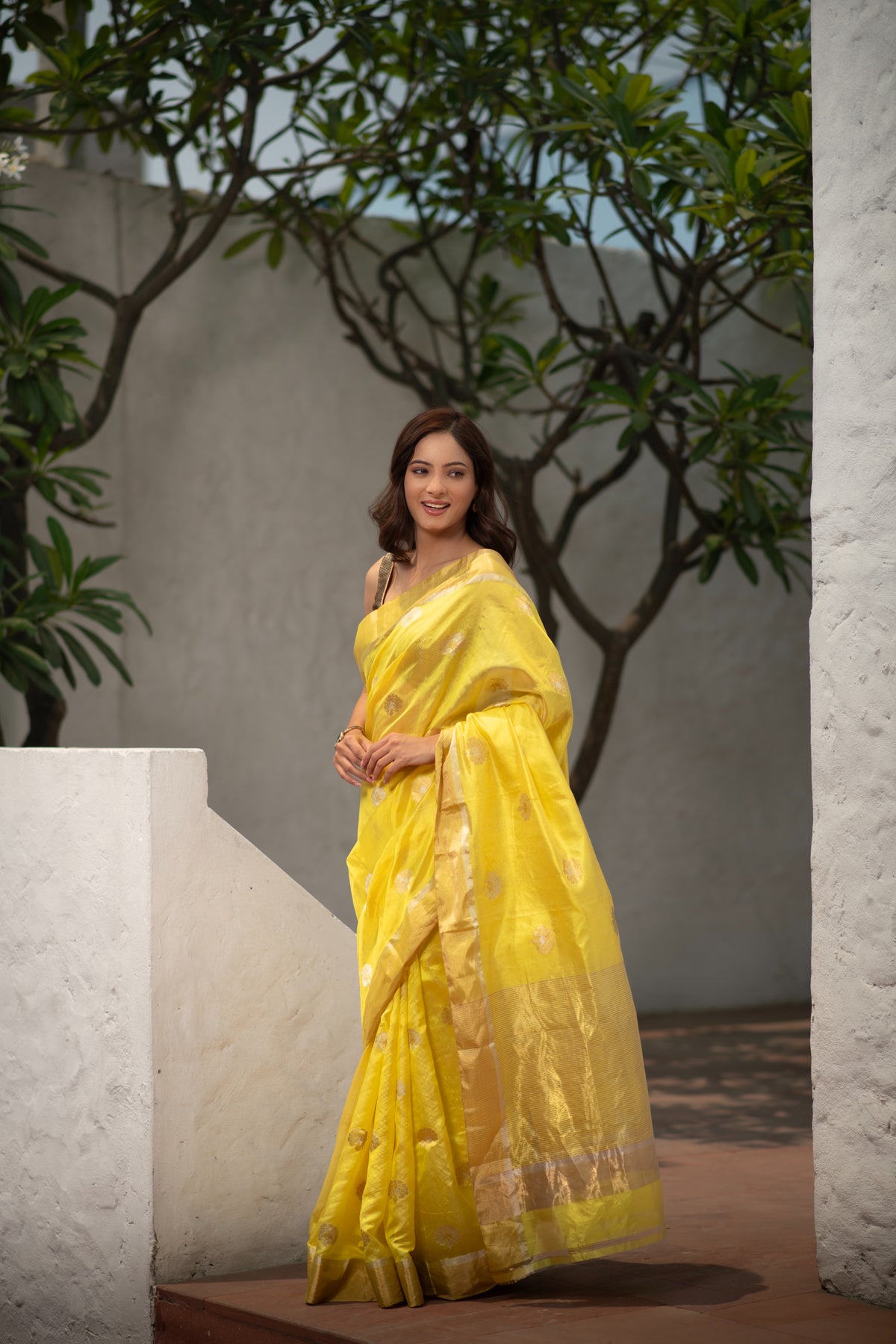 Kanakini (Mango Yellow Ek Nalli Chanderi Saree)