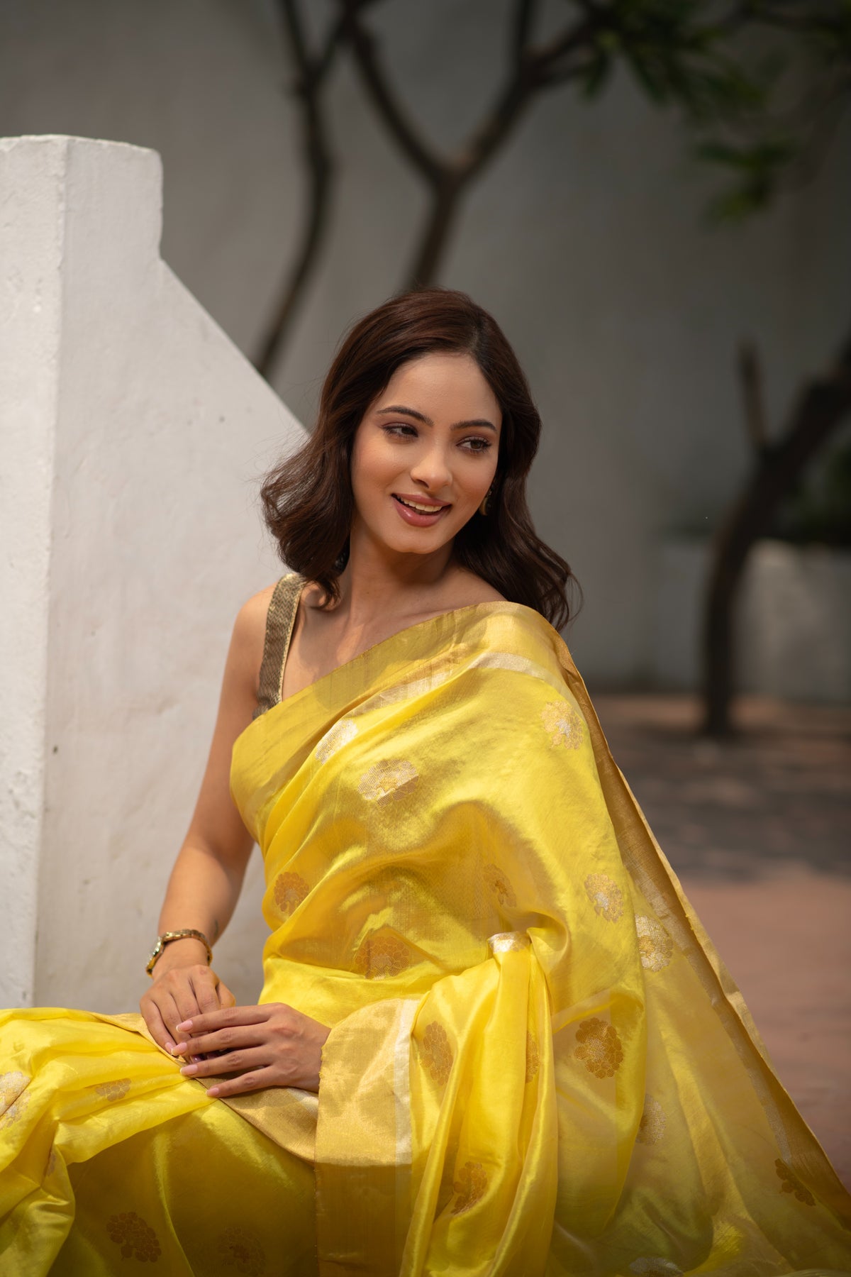 Kanakini (Mango Yellow Ek Nalli Chanderi Saree)