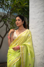 Haritpriya (Neon Green Ek Nalli Boota Chanderi Saree)