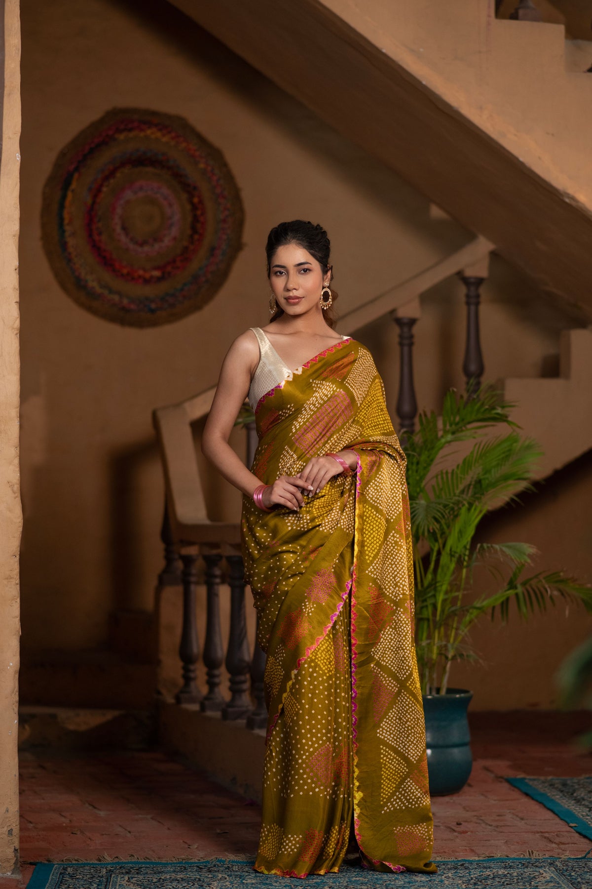 Hiranyashri (Golden Brown Gaji Bandhini Saree)