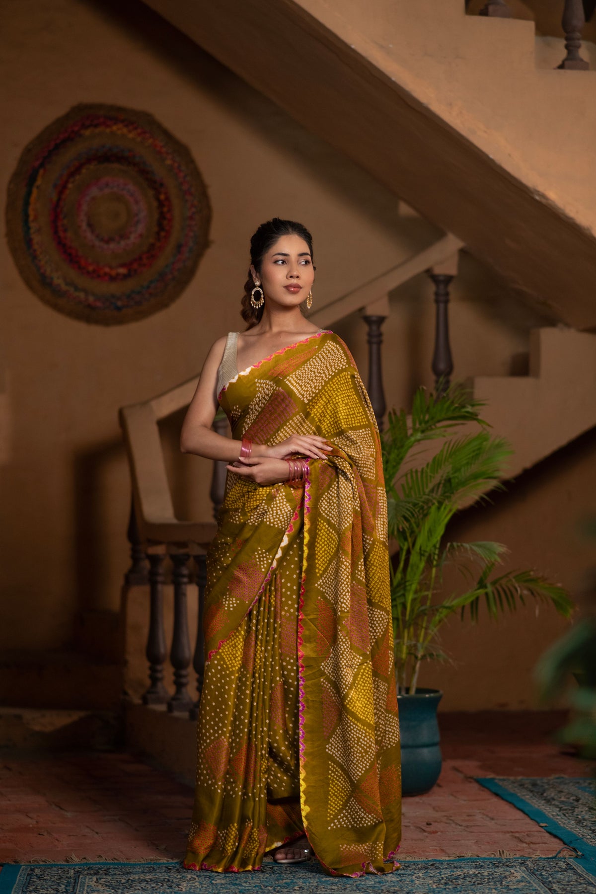 Hiranyashri (Golden Brown Gaji Bandhini Saree)