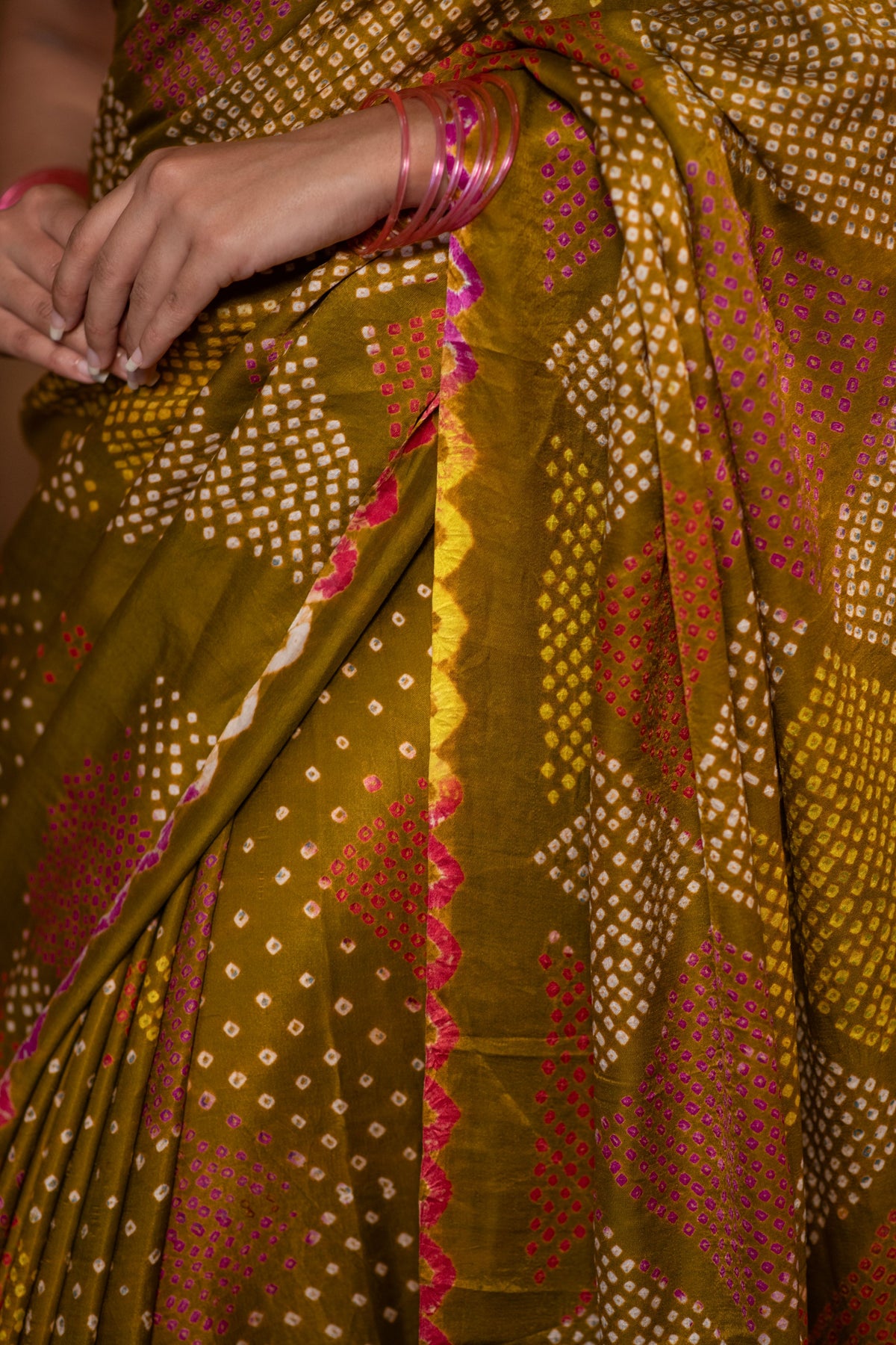 Hiranyashri (Golden Brown Gaji Bandhini Saree)
