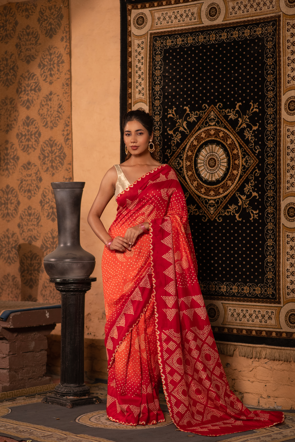 Padmaraga (Festive Bandhani Gaji Saree)