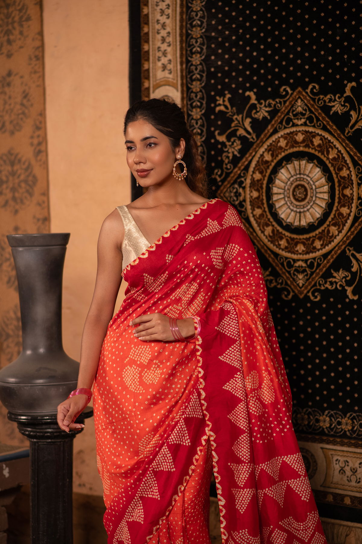 Padmaraga (Festive Bandhani Gaji Saree)