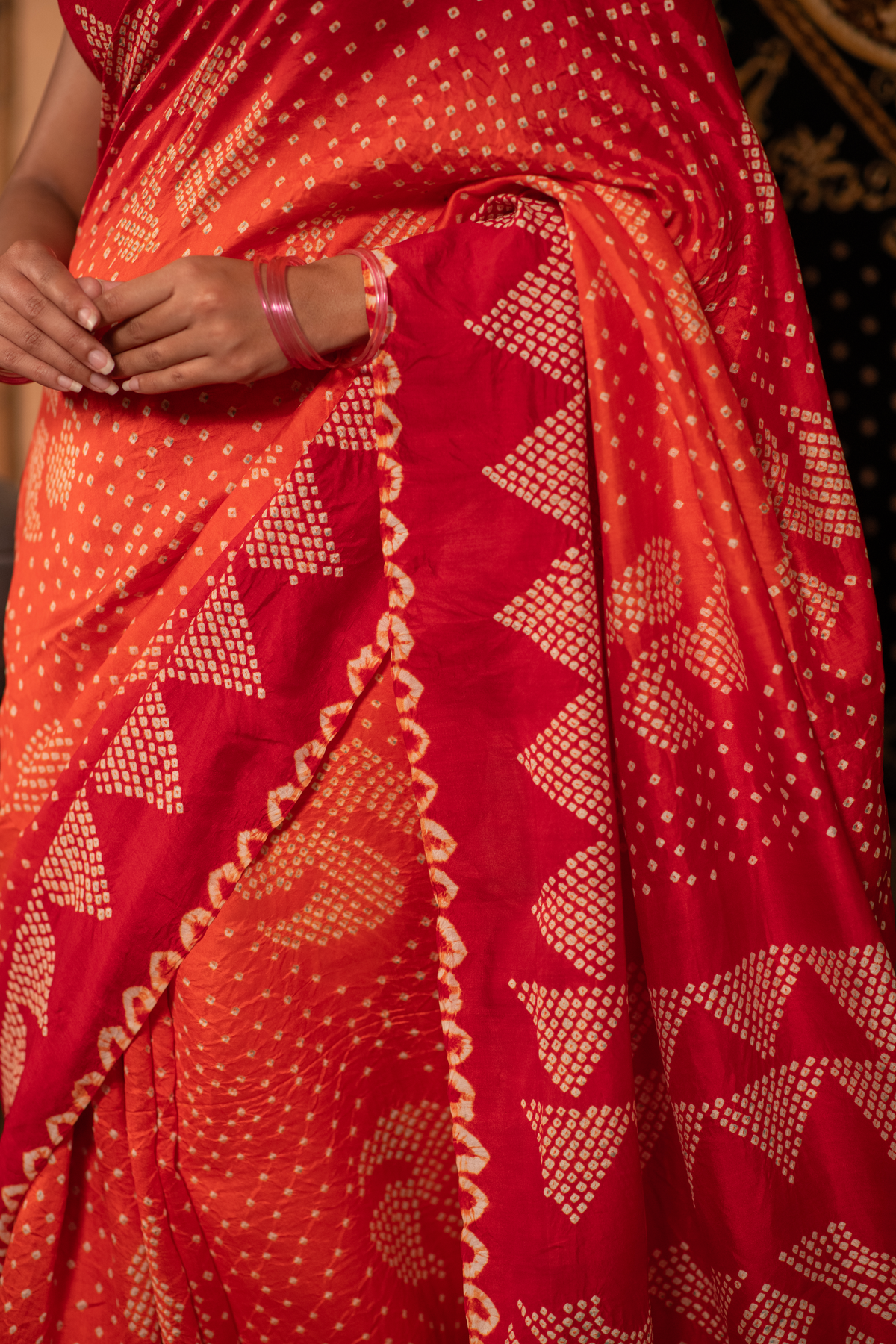 Padmaraga (Festive Bandhani Gaji Saree)