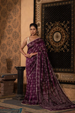 Raktashri (Wine Bandhani Tussar Saree)