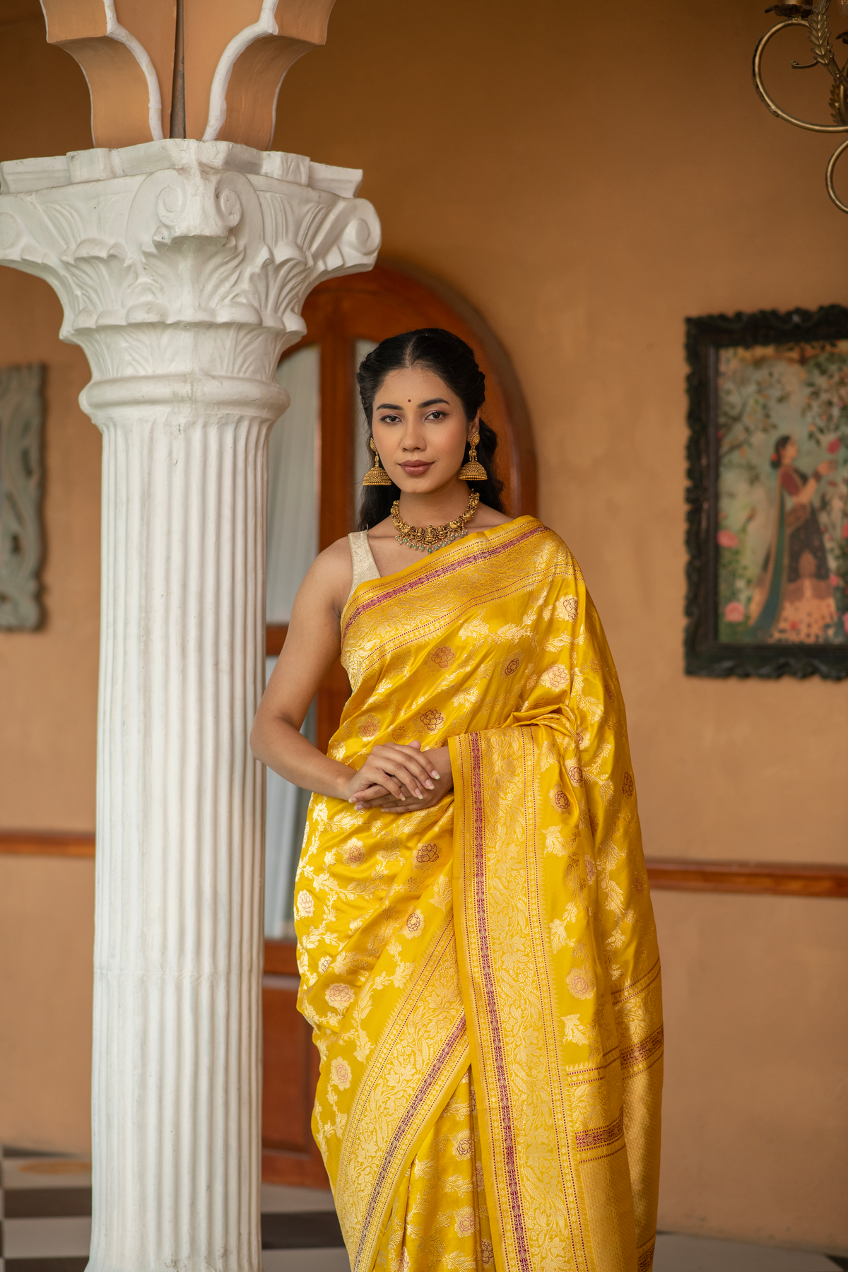 Hemadyuti (Golden Jangla Katan Silk Saree)