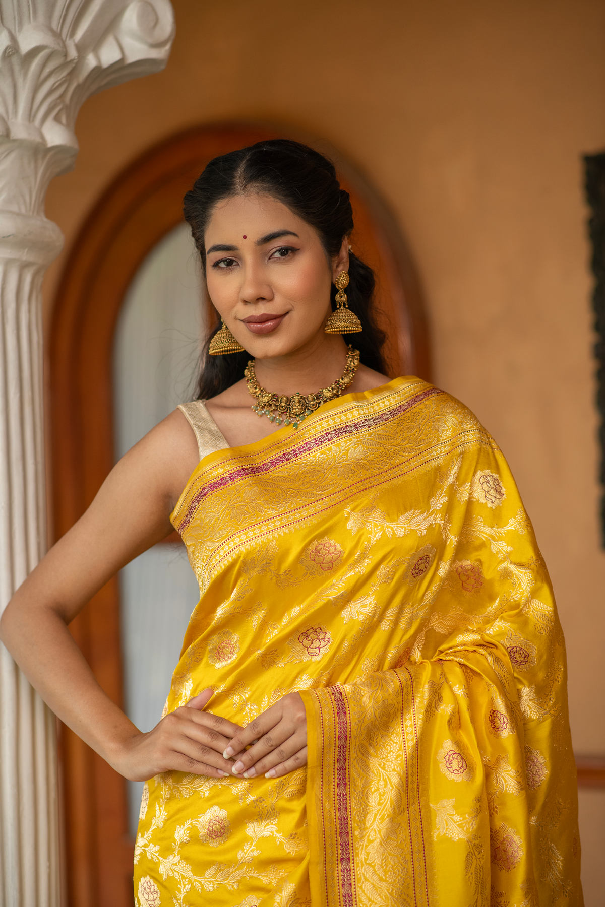 Hemadyuti (Golden Jangla Katan Silk Saree)