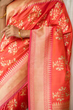 Padmaruchi (Peach Floral Katan Silk Saree)