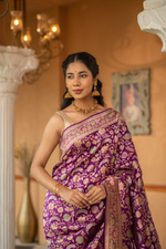 Indraneeli (Royal Purple Jangla Katan Silk Saree)