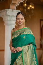Haritashri (Leaf Green Kadwa Banarasi Silk Saree)