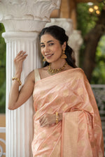 Kamalanshi (Peach Gulab Zari Katan Saree)