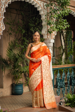 Arunprabha (Orange Kadwa Jamdani Kora Saree)