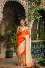 Arunprabha (Orange Kadwa Jamdani Kora Saree)