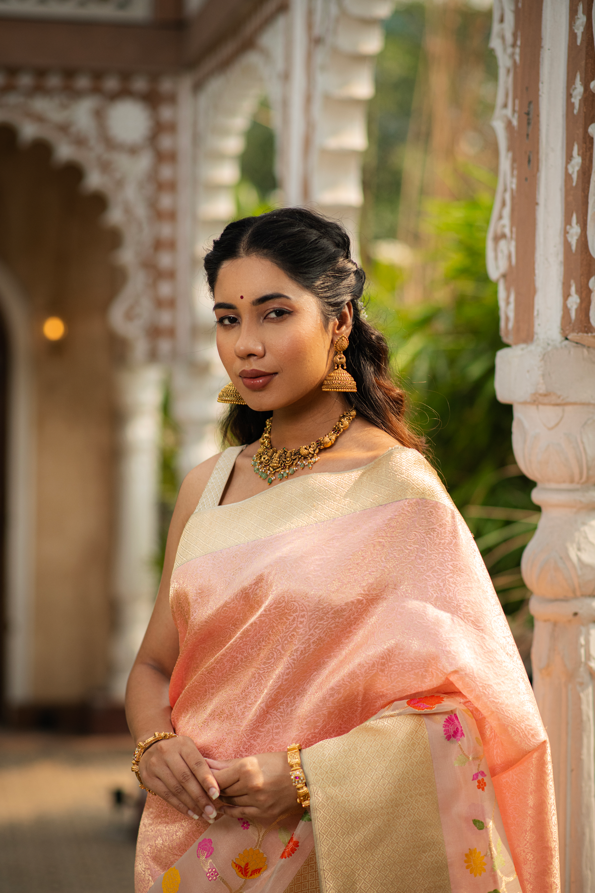 Padmashobha (Lotus Pink Kora Jamdani Brocade Saree)