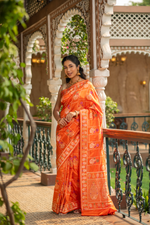 Agnija (Orange Silk Jamdani Meenakari Saree)