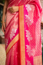 Padmaraga (Pink Tissue Brocade Kora Saree)