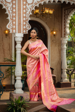 Kusumika (Pink Floral Meenakari Brocade Saree)