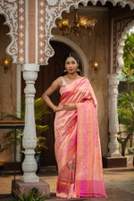 Kusumika (Pink Floral Meenakari Brocade Saree)