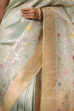 Indunila (Ice Blue Brocade Banarasi Saree)