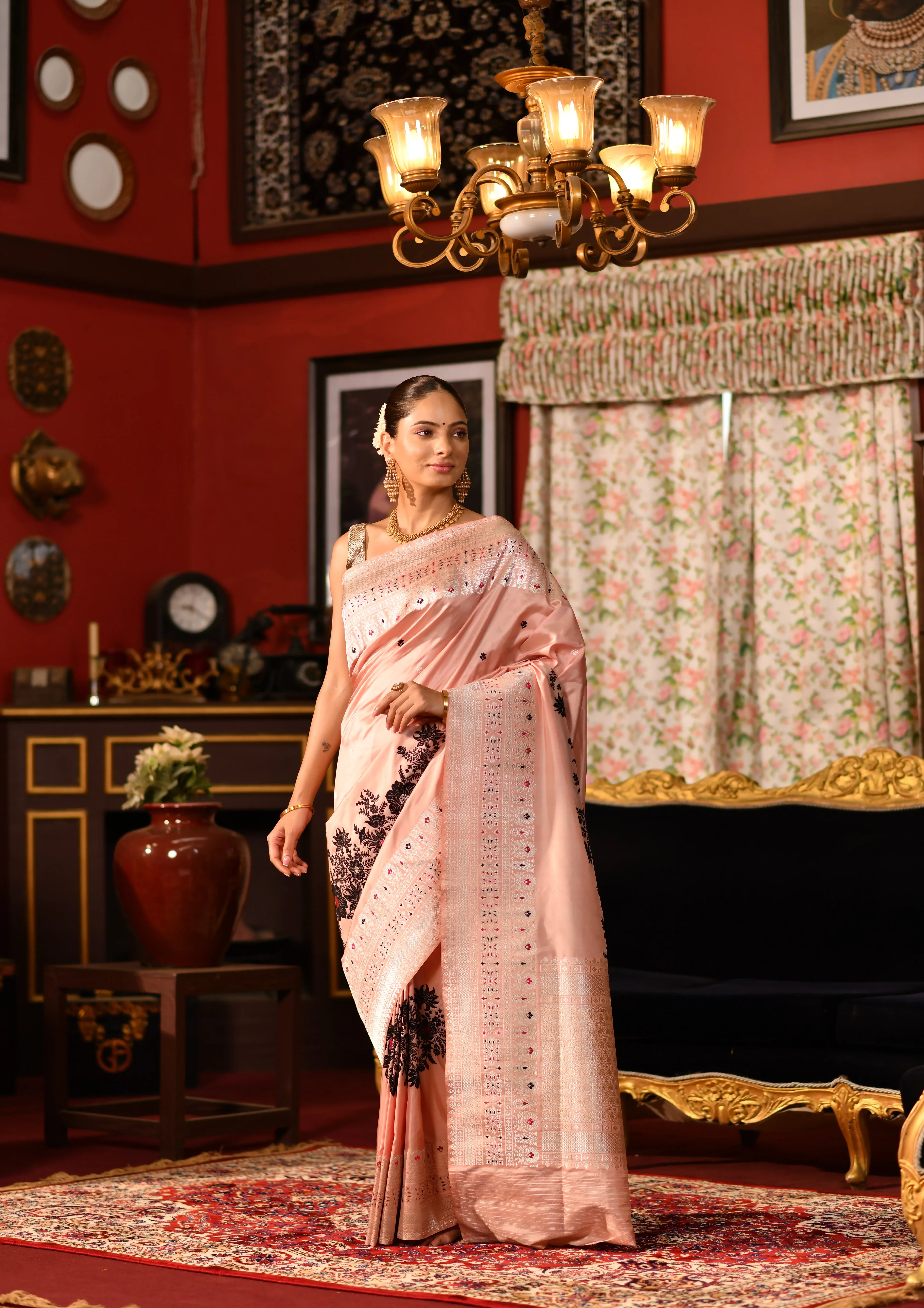 Kamalpriya (Baby Pink Resham Zari Katan Saree)