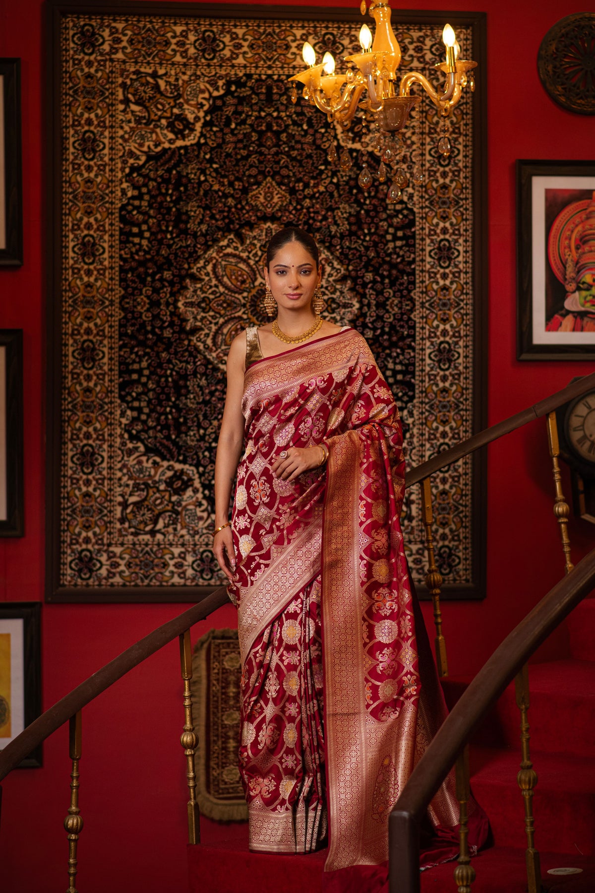 Shriniketa (Maroon Meenakari Jangla Saree)