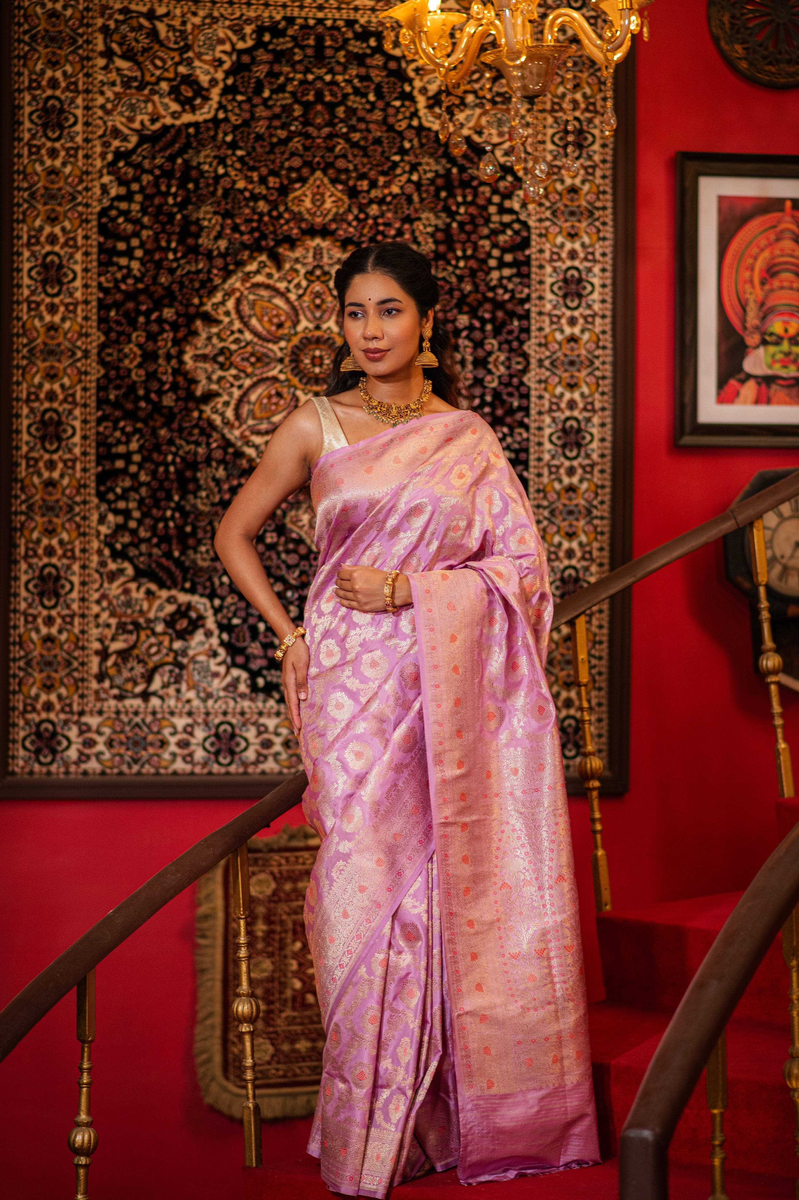 Saubhagyaa (Lavender Meenakari Jangla Saree)
