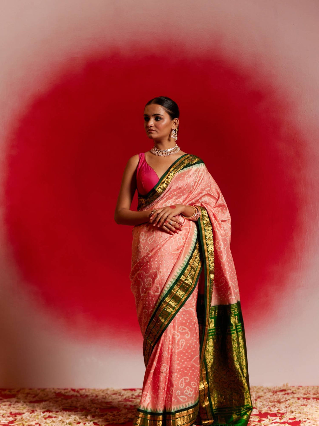 Trishna (Pure Kanjivaram Fusion Bandhini Saree)