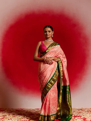 Trishna (Pure Kanjivaram Fusion Bandhini Saree)