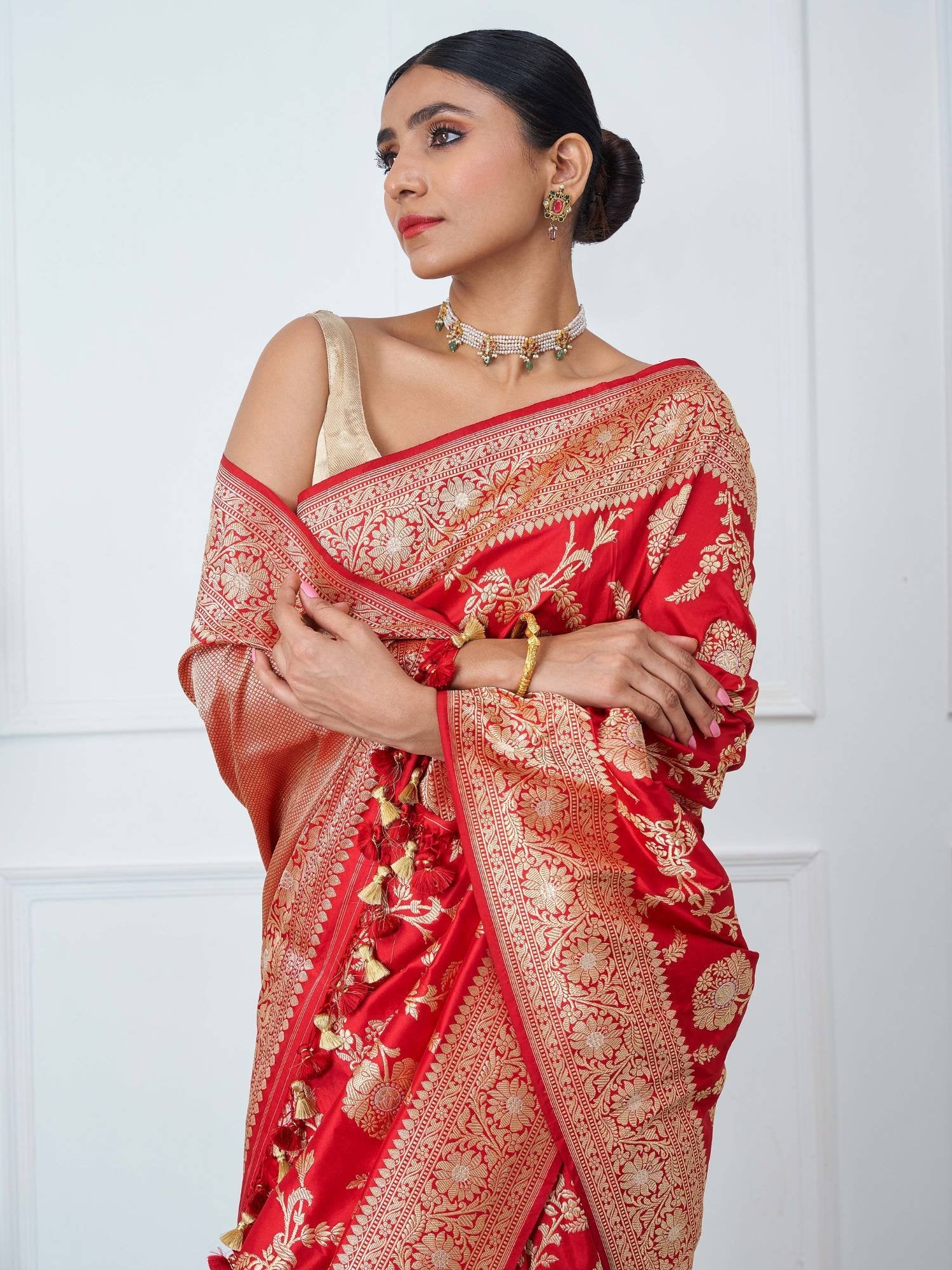 Anvitha (Gulabo Red Kadwa Jangla Saree)