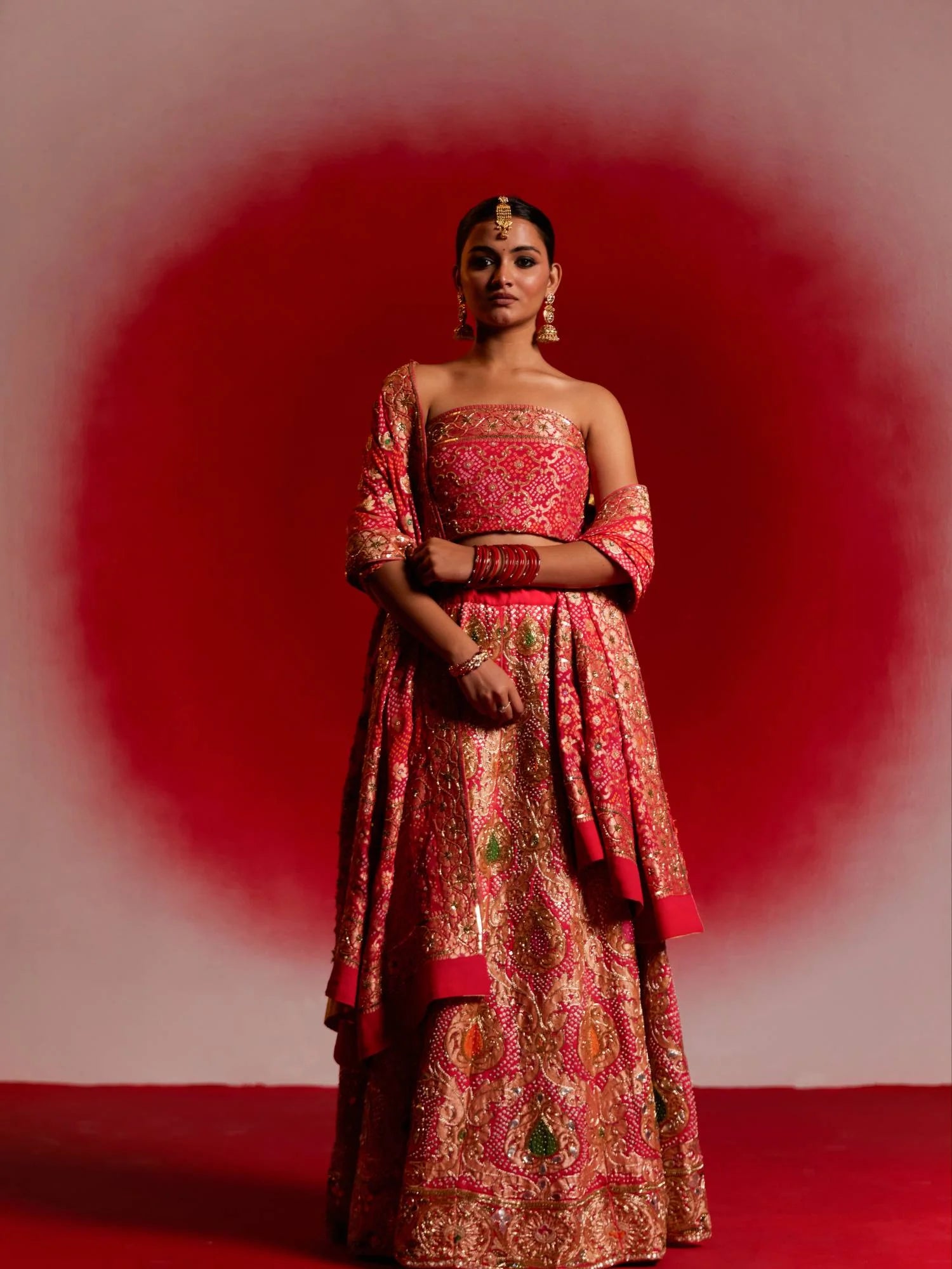 Harini (Bandhani Hand Embroidered Lehenga)
